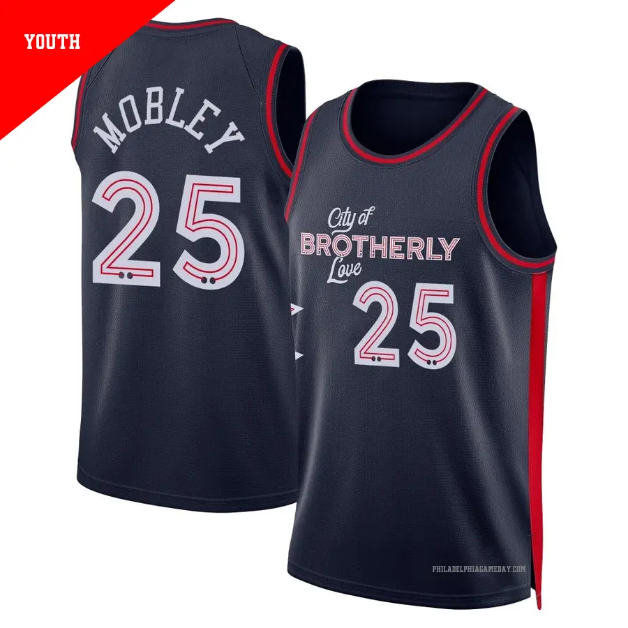 ＃25 Youth Isaiah Mobley Philadelphia 76ers 2023/24 Swingman Navy City Edition Jersey