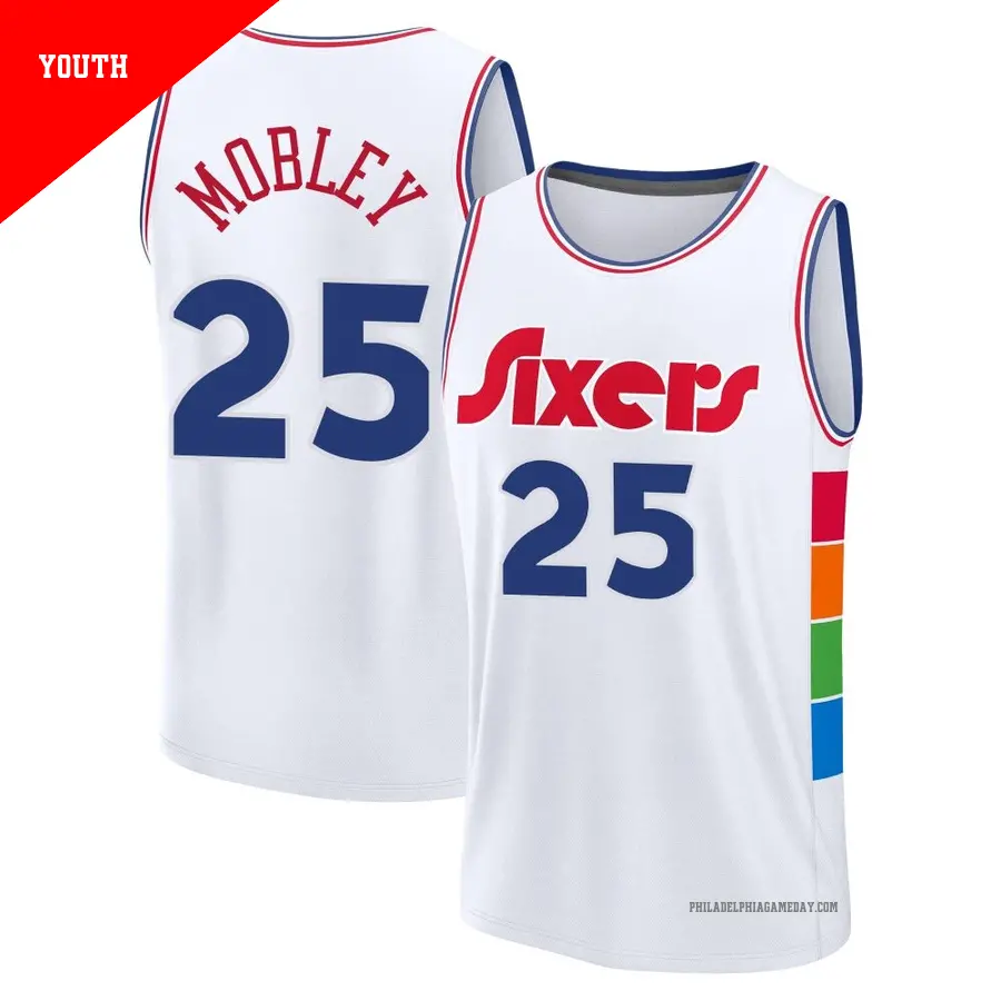 ＃25 Youth Isaiah Mobley Philadelphia 76ers 2024/25 Fast Break Fanatics White City Edition Jersey