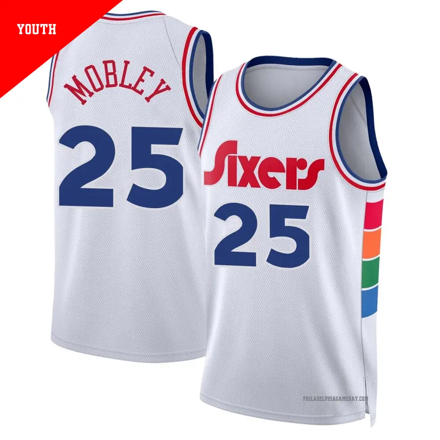 ＃25 Youth Isaiah Mobley Philadelphia 76ers 2024/25 Swingman White City Edition Jersey