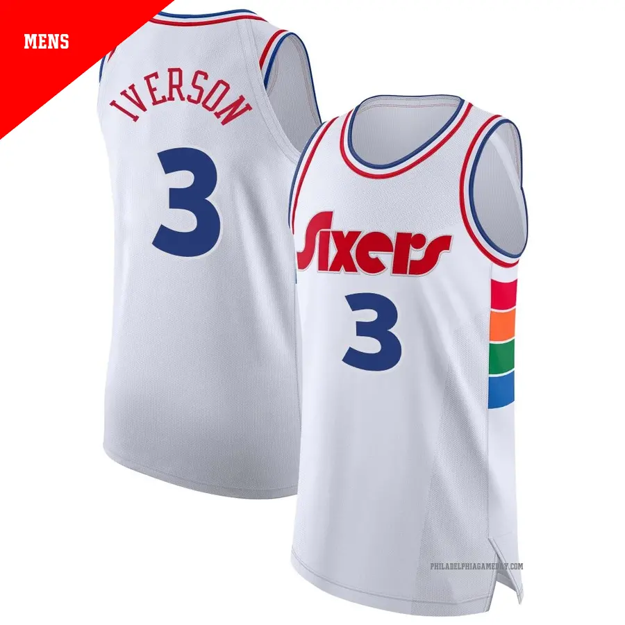 ＃3 Men's Allen Iverson Philadelphia 76ers 2024/25 Authentic White City Edition Jersey
