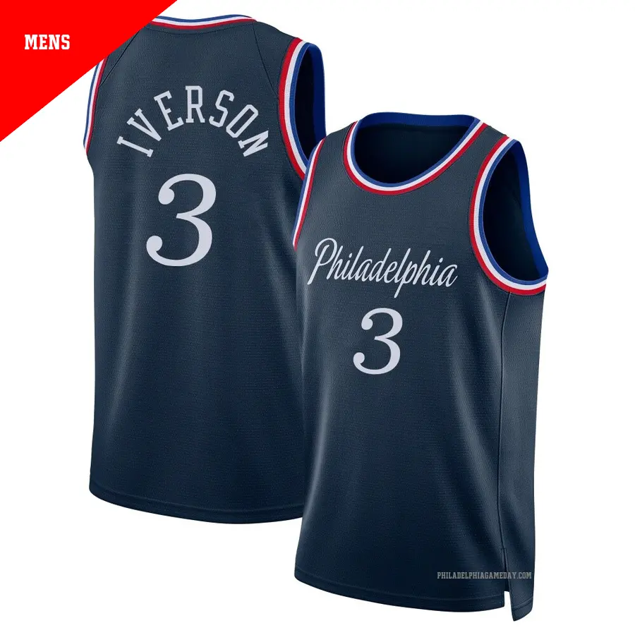 3 Men's Allen Iverson Philadelphia 76ers 2023/24 Swingman Navy