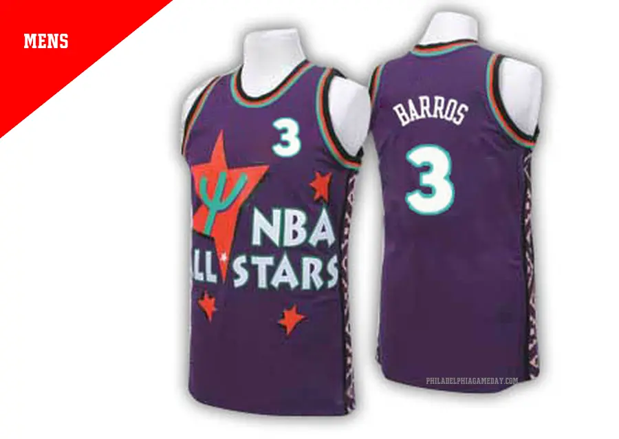 ＃3 Men's Dana Barros Philadelphia 76ers Purple Authentic 1995 All Star Throwback Jersey