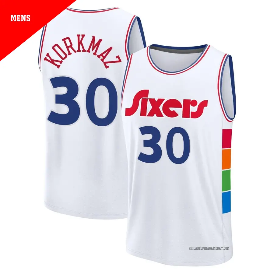 ＃30 Men's Furkan Korkmaz Philadelphia 76ers 2024/25 Fast Break Fanatics White City Edition Jersey