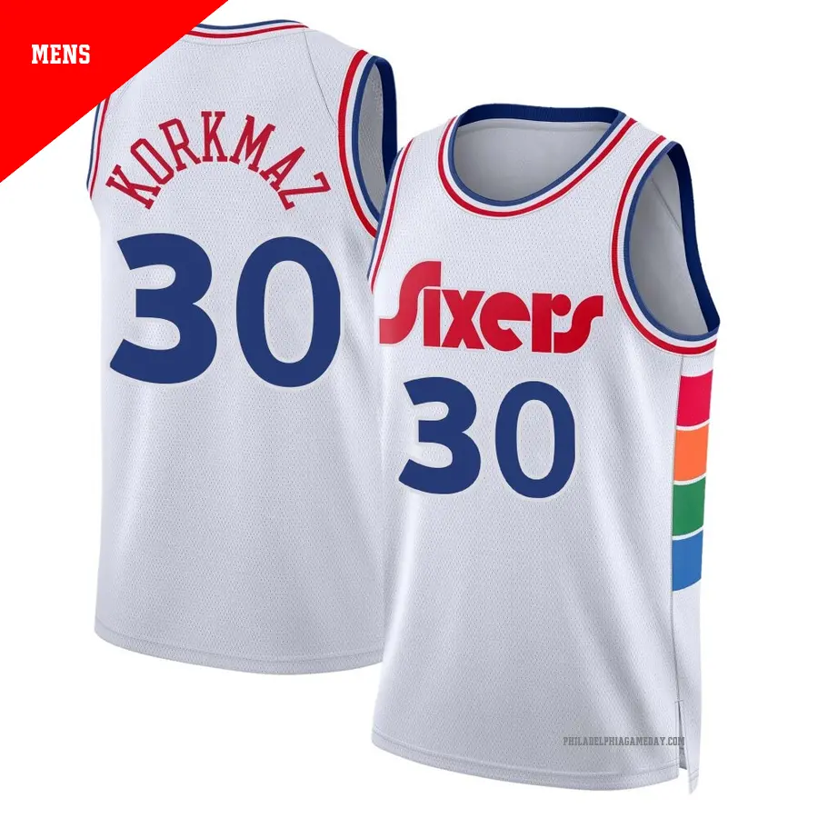 ＃30 Men's Furkan Korkmaz Philadelphia 76ers 2024/25 Swingman White City Edition Jersey