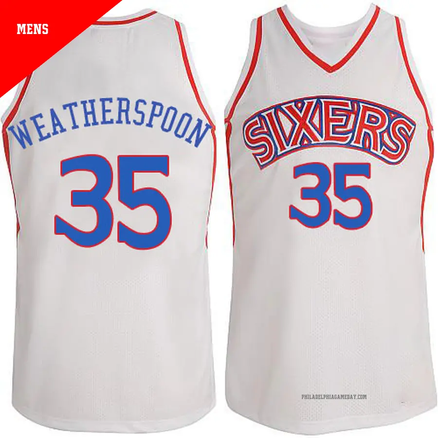 ＃35 Men's Clarence Weatherspoon Philadelphia 76ers White Swingman Throwack Jersey