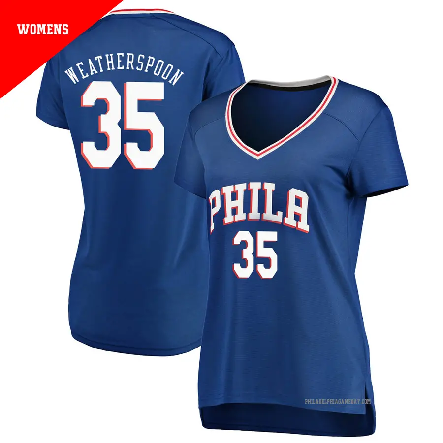 ＃35 Women's Clarence Weatherspoon Philadelphia 76ers Royal Fast Break JerseyIcon Edition