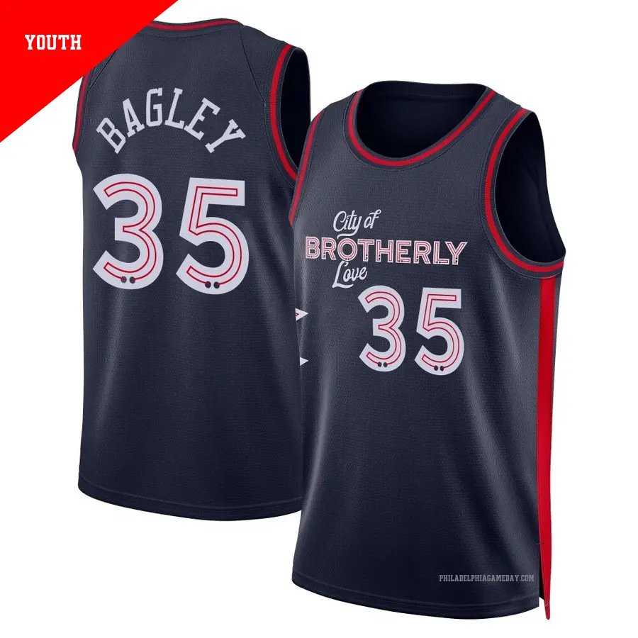 ＃35 Youth Marcus Bagley Philadelphia 76ers 2023/24 Swingman Navy City Edition Jersey