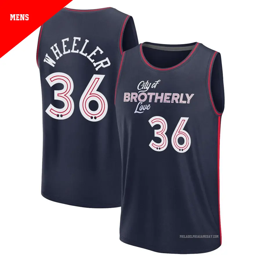 ＃36 Men's Phillip Wheeler Philadelphia 76ers 2023/24 Fast Break Navy City Edition Jersey