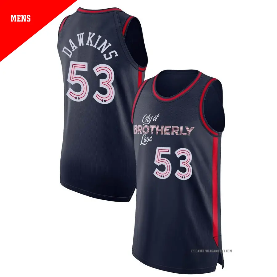 ＃53 Men's Darryl Dawkins Philadelphia 76ers 2023/24 Authentic Navy City Edition Jersey