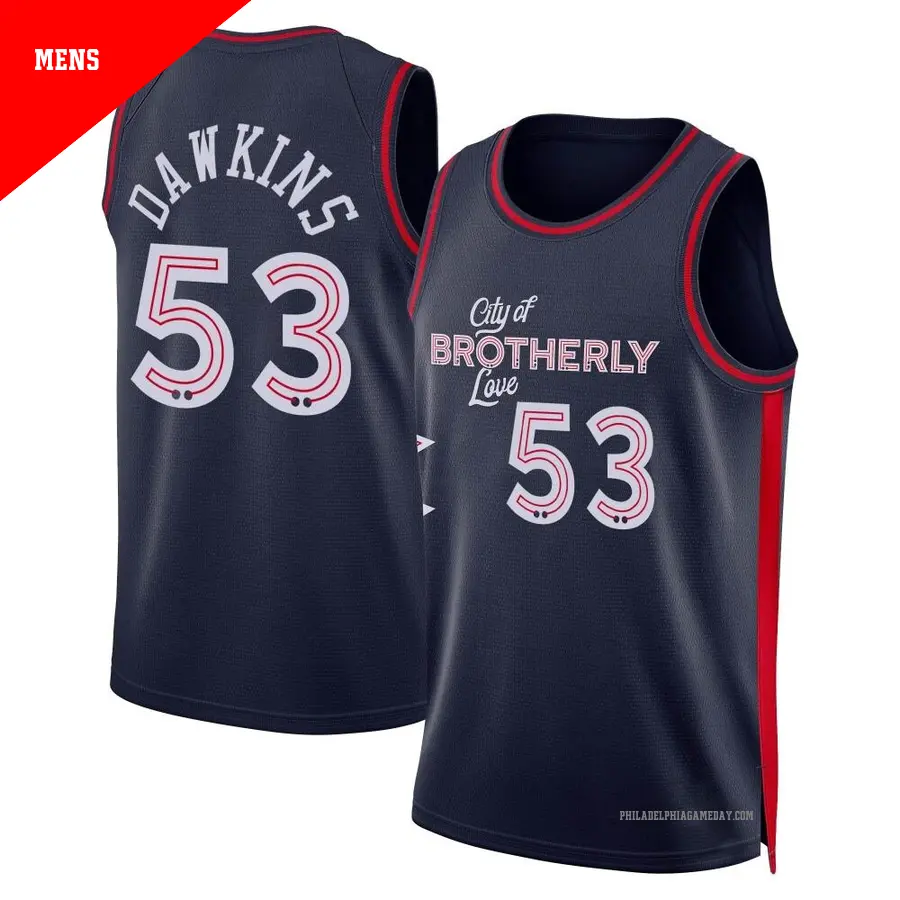 ＃53 Men's Darryl Dawkins Philadelphia 76ers 2023/24 Swingman Navy City Edition Jersey