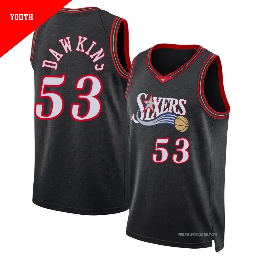 ＃53 Youth Darryl Dawkins Philadelphia 76ers Black Swingman Classic Edition Jersey