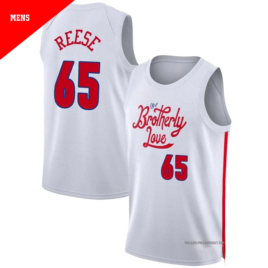 ＃65 Men's Alex Reese Philadelphia 76ers 2022/23 Swingman White City Edition Jersey