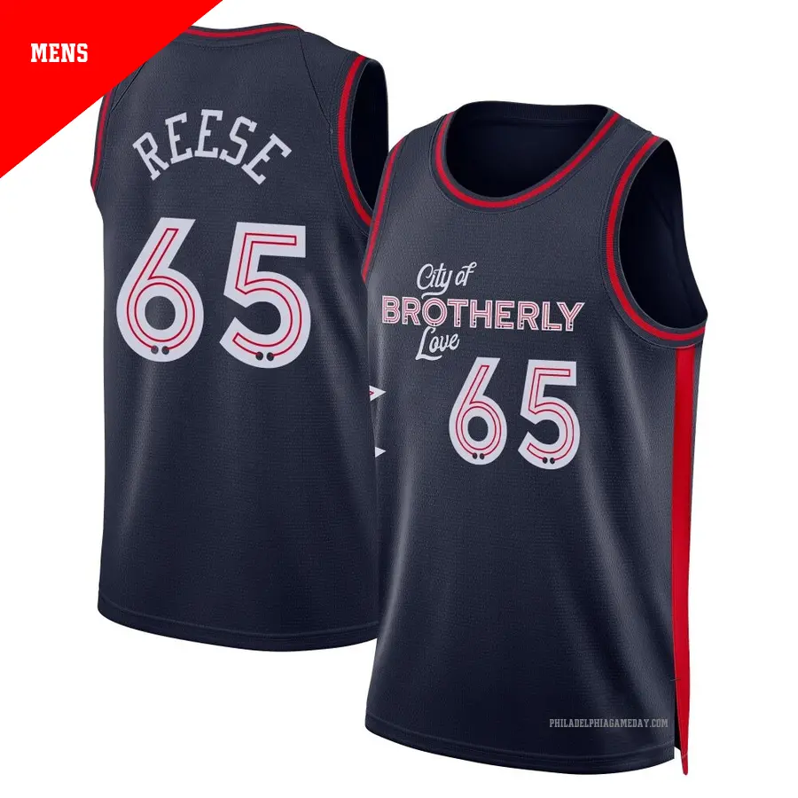 ＃65 Men's Alex Reese Philadelphia 76ers 2023/24 Swingman Navy City Edition Jersey