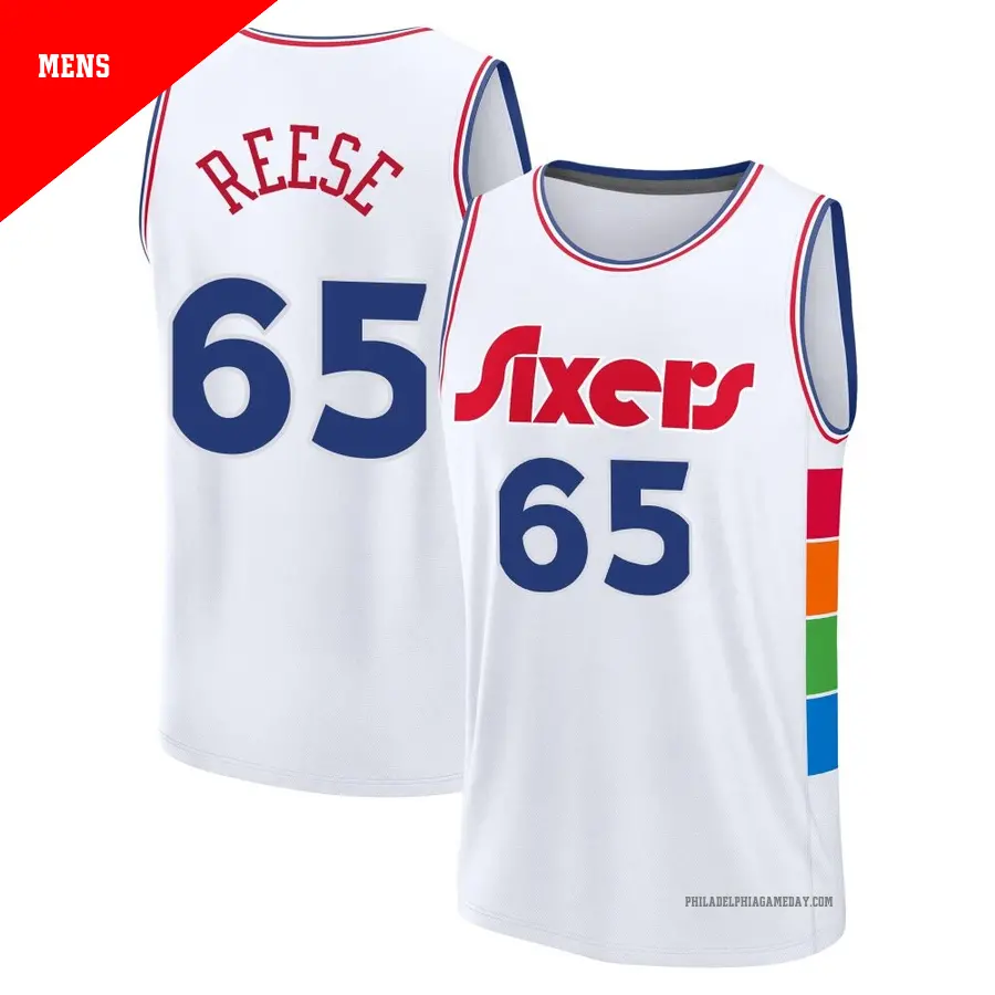 ＃65 Men's Alex Reese Philadelphia 76ers 2024/25 Fast Break Fanatics White City Edition Jersey