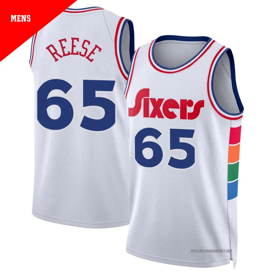 ＃65 Men's Alex Reese Philadelphia 76ers 2024/25 Swingman White City Edition Jersey