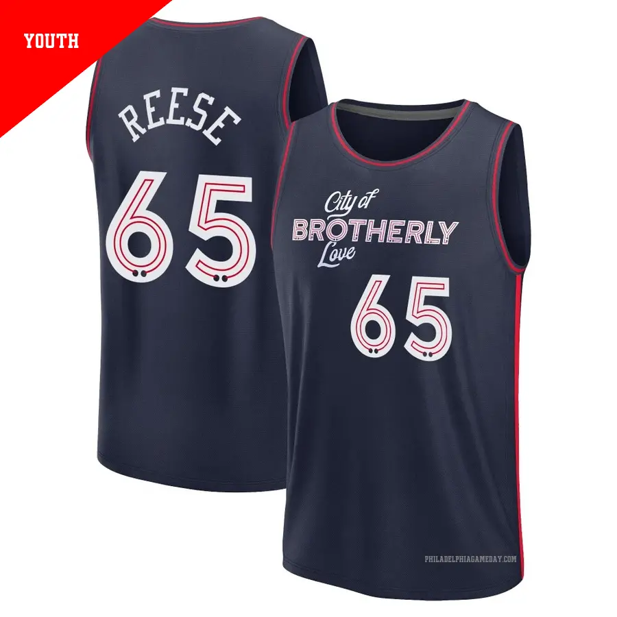 ＃65 Youth Alex Reese Philadelphia 76ers 2023/24 Fast Break Navy City Edition Jersey