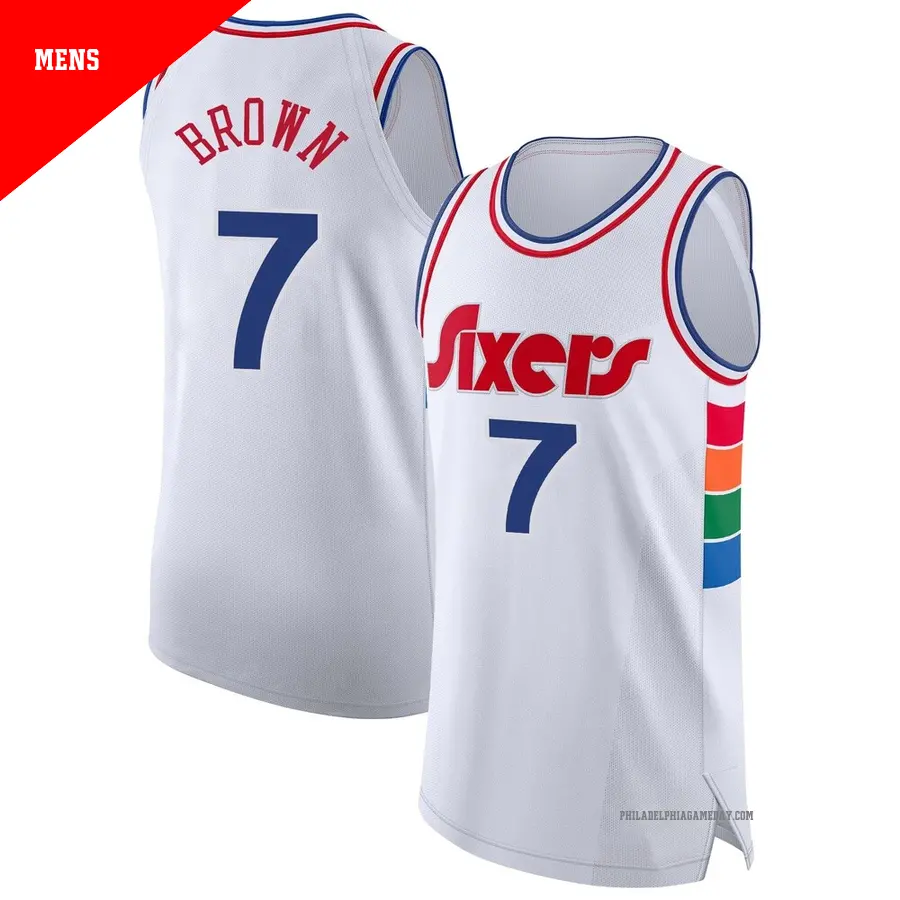 ＃7 Men's Jaylen Brown Philadelphia 76ers 2024/25 Authentic White City Edition Jersey