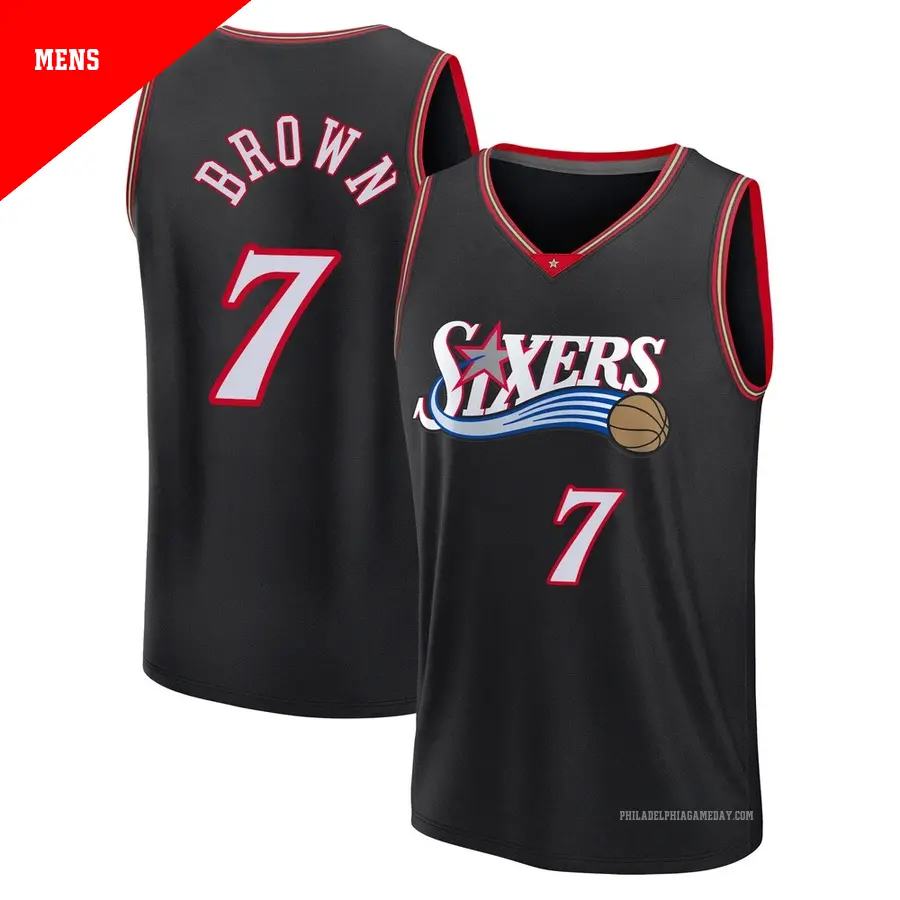 ＃7 Men's Jaylen Brown Philadelphia 76ers Black Fast Break Classic Edition Jersey