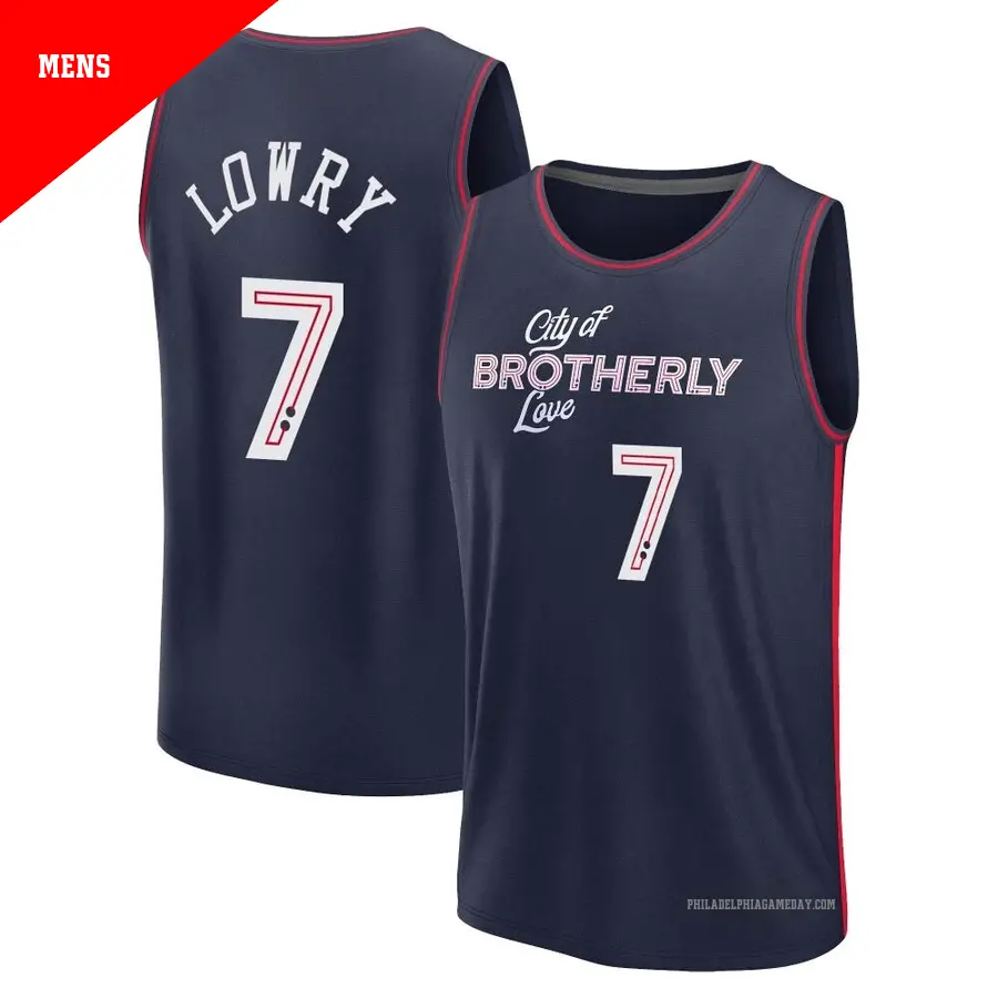 ＃7 Men's Kyle Lowry Philadelphia 76ers 2023/24 Fast Break Navy City Edition Jersey
