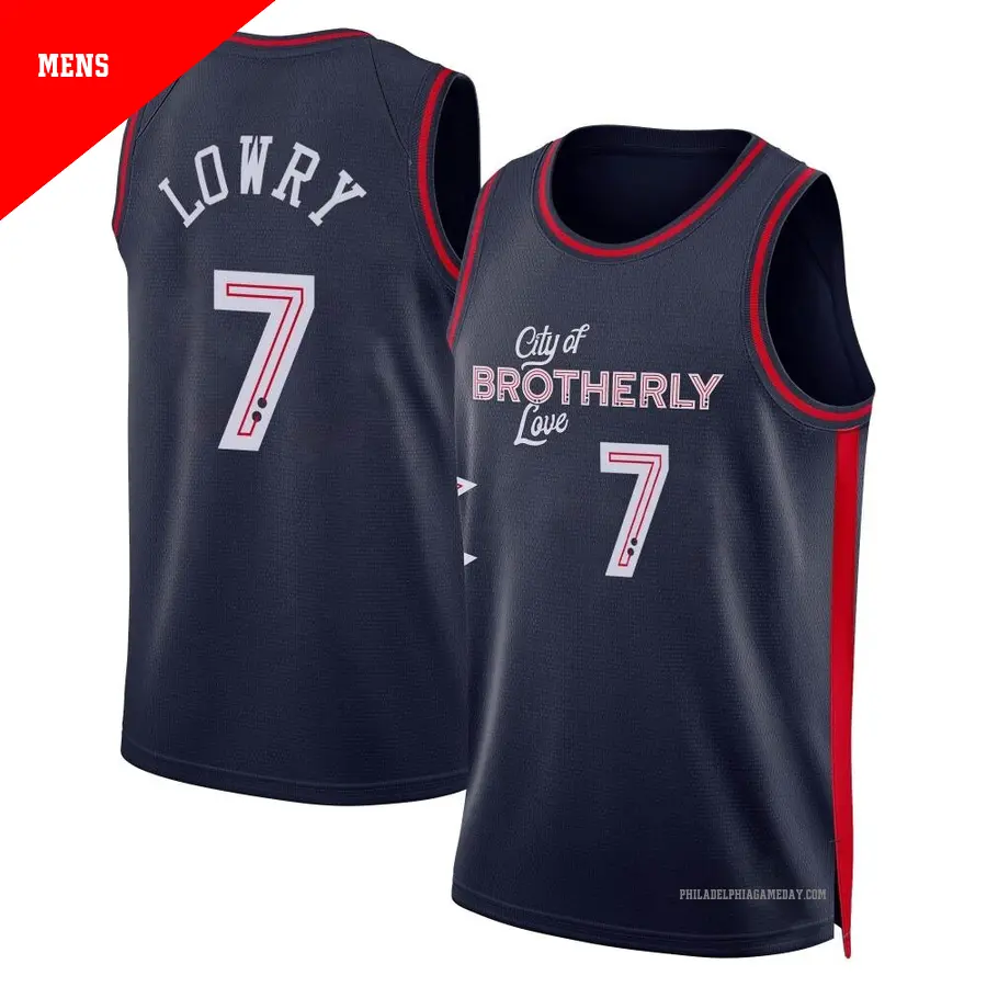＃7 Men's Kyle Lowry Philadelphia 76ers 2023/24 Swingman Navy City Edition Jersey