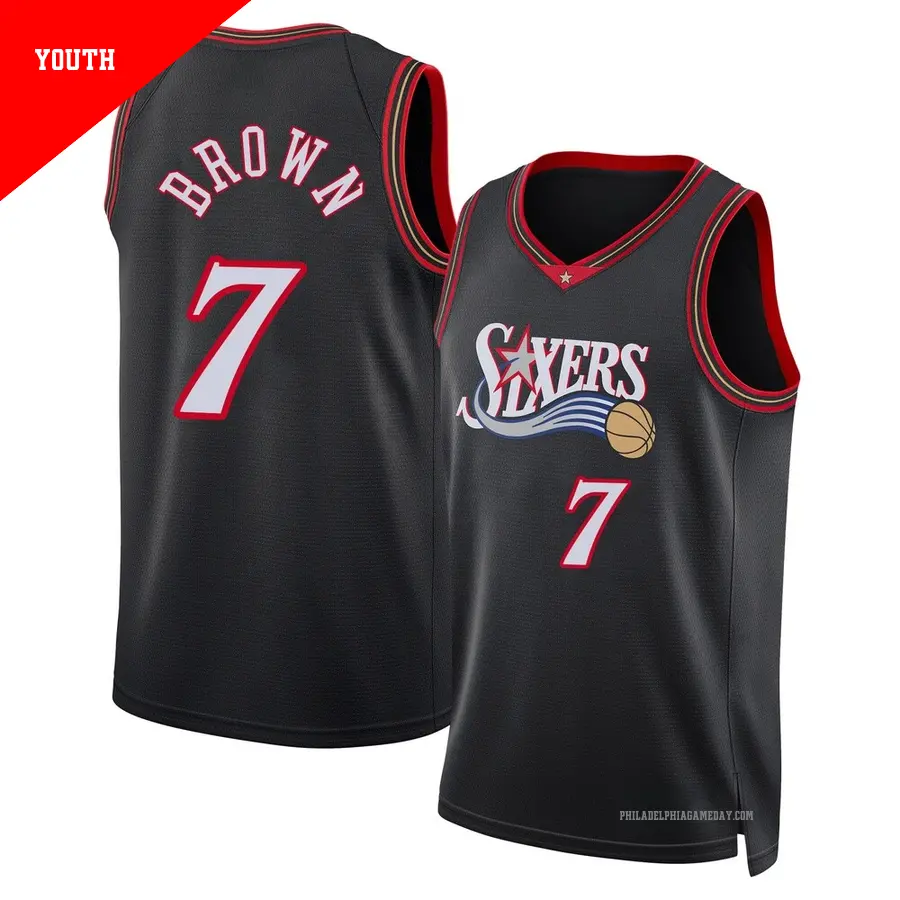 ＃7 Youth Jaylen Brown Philadelphia 76ers Black Swingman Classic Edition Jersey