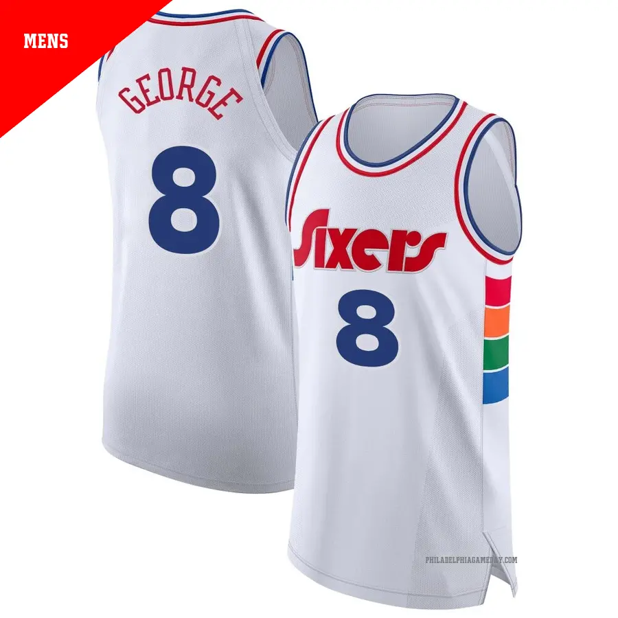 ＃8 Men's Paul George Philadelphia 76ers 2024/25 Authentic White City Edition Jersey