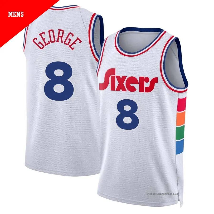 ＃8 Men's Paul George Philadelphia 76ers 2024/25 Swingman White City Edition Jersey