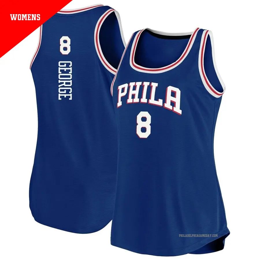 ＃8 Women's Paul George Philadelphia 76ers 2019/20 Fast Break Royal Tank JerseyIcon Edition