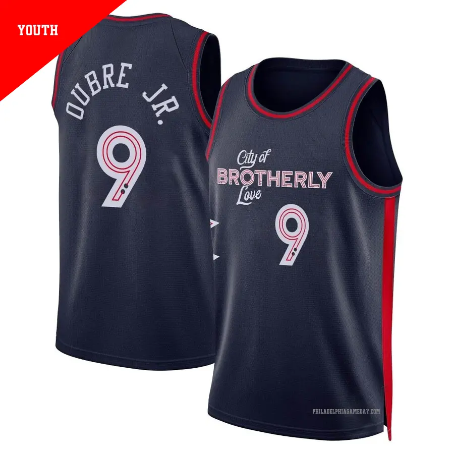 ＃9 Youth Kelly Oubre Jr. Philadelphia 76ers 2023/24 Swingman Navy City Edition Jersey